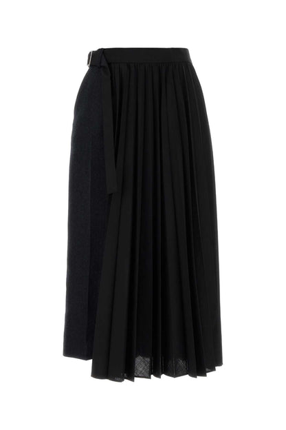 DOUBLE-FACED HERRINGBONE X SUITING SKIRT SKIRTS