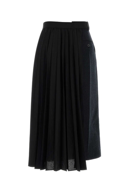 DOUBLE-FACED HERRINGBONE X SUITING SKIRT SKIRTS