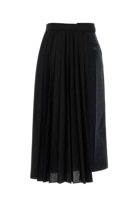 DOUBLE-FACED HERRINGBONE X SUITING SKIRT SKIRTS