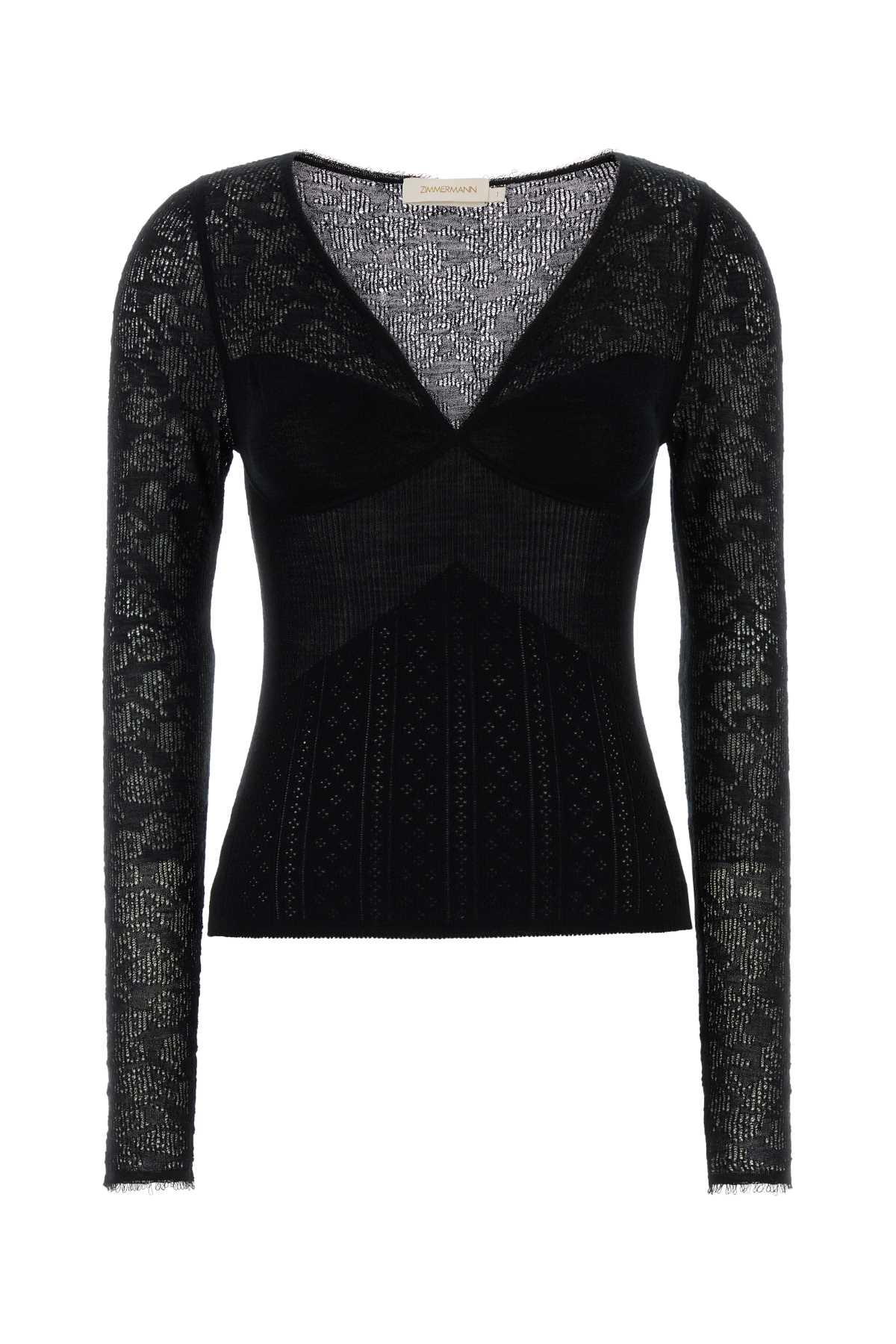 POINTELLE LACE V NECK TOP KNITWEARS