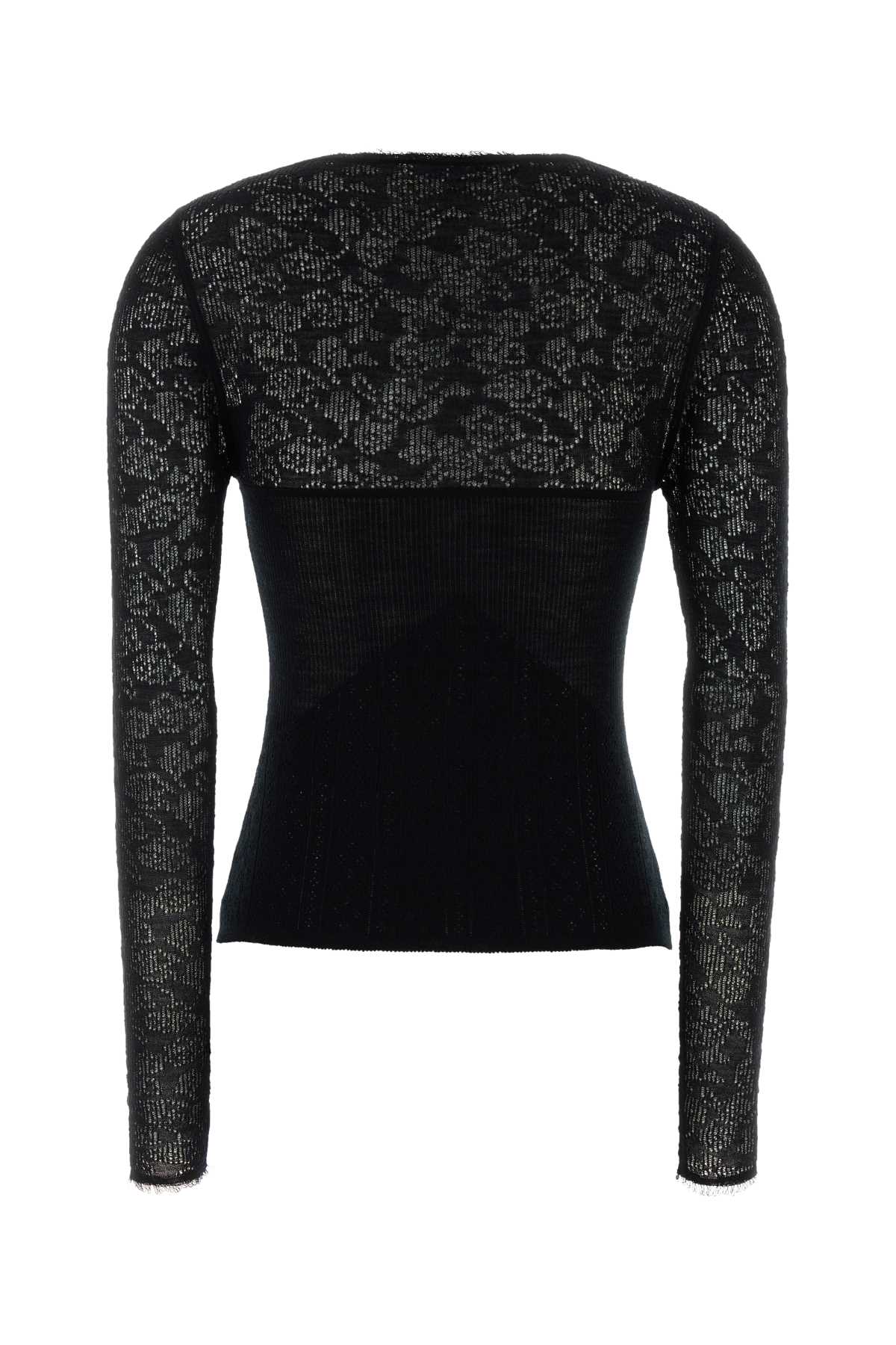 POINTELLE LACE V NECK TOP KNITWEARS
