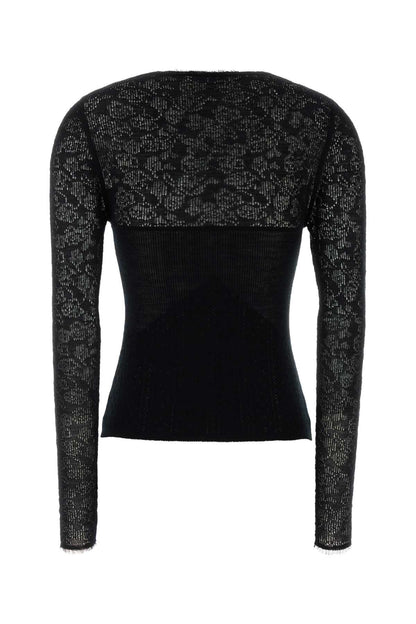 POINTELLE LACE V NECK TOP KNITWEARS