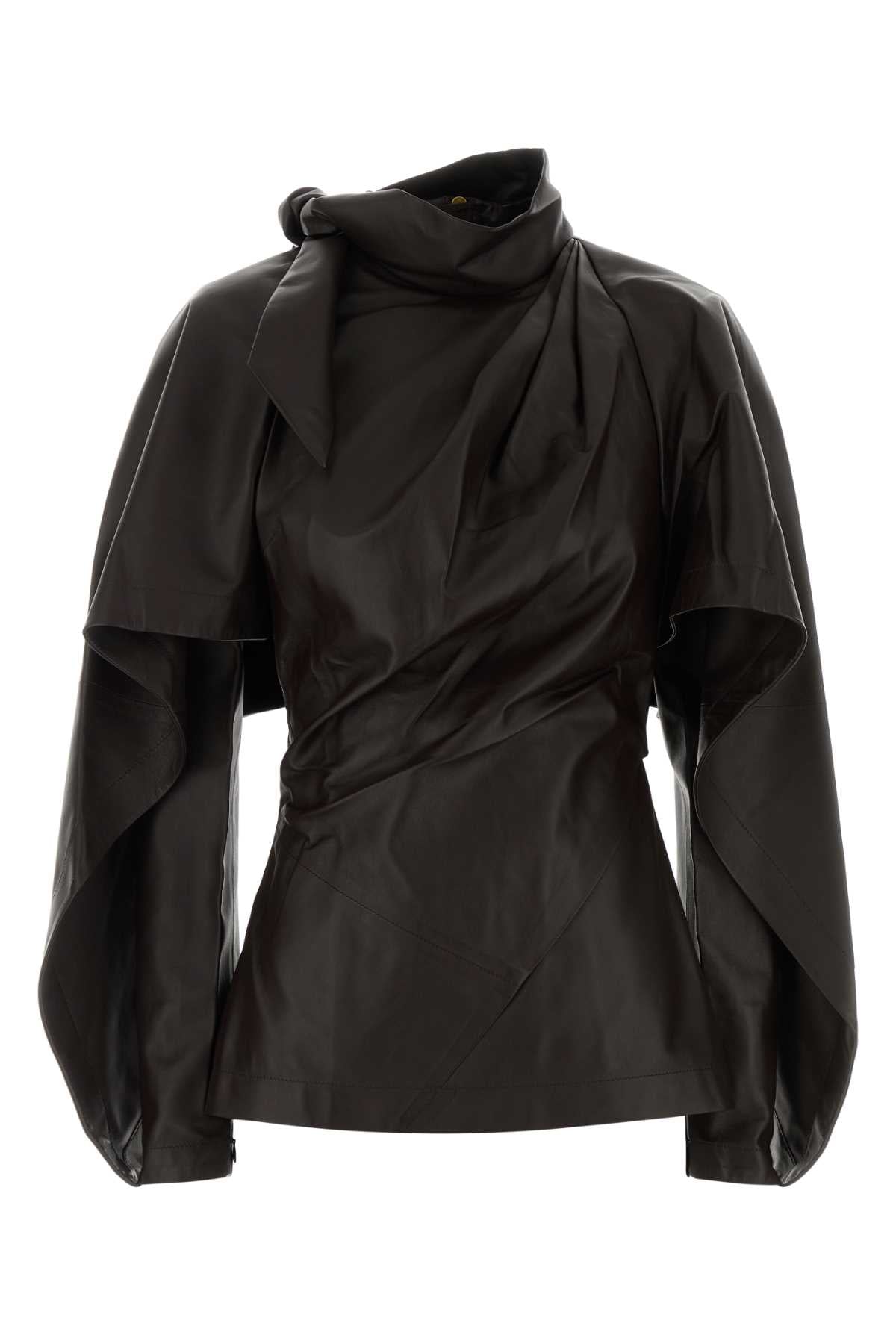 VALIANT DRAPED LEATHER TOP TOPS