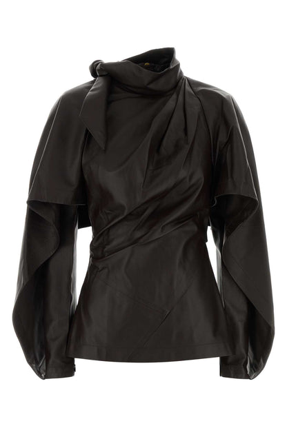 VALIANT DRAPED LEATHER TOP TOPS