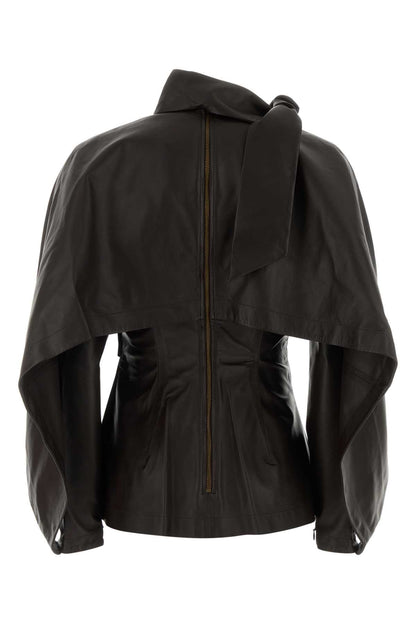 VALIANT DRAPED LEATHER TOP TOPS