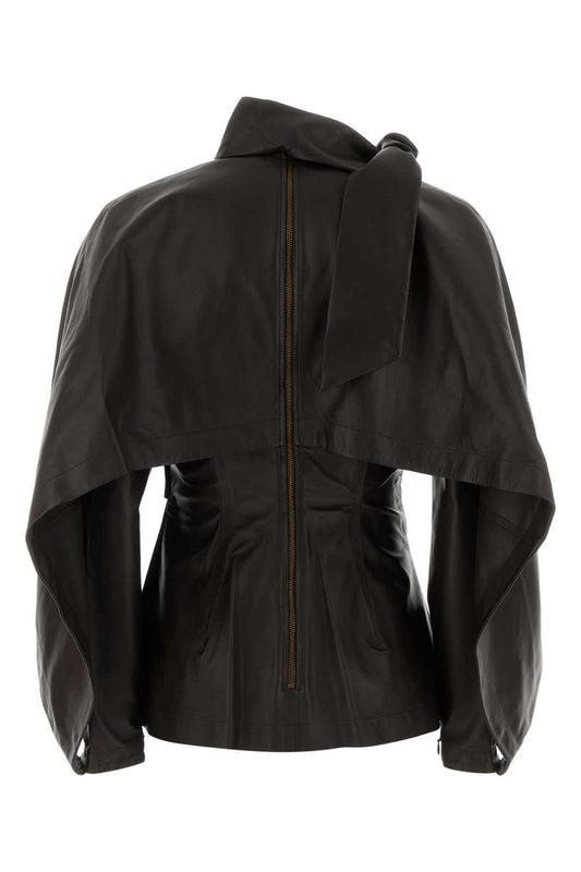 VALIANT DRAPED LEATHER TOP TOPS