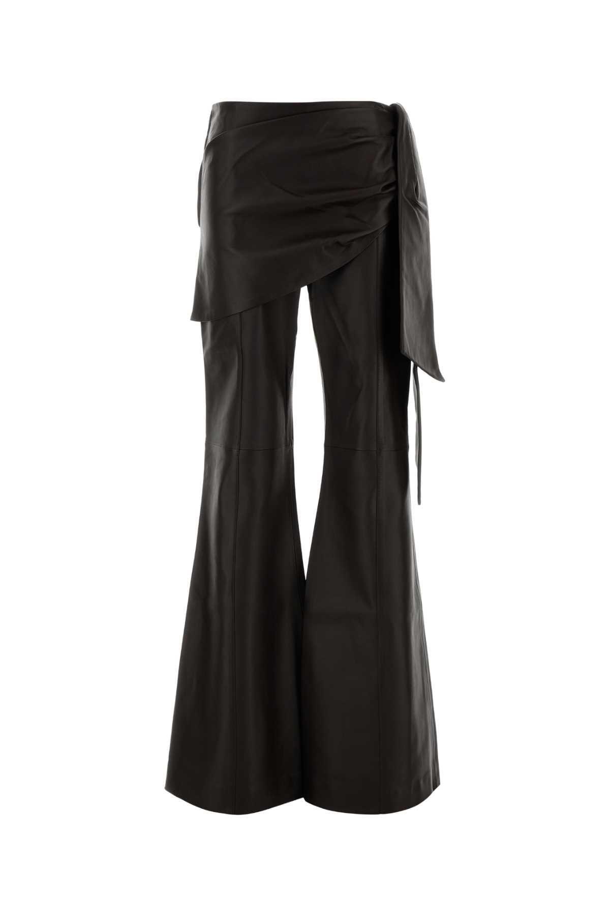 VALIANT DRAPED LEATHER FLARE SKIRTS