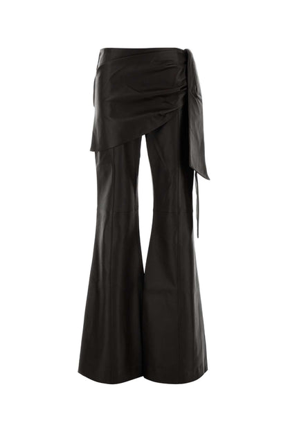VALIANT DRAPED LEATHER FLARE SKIRTS