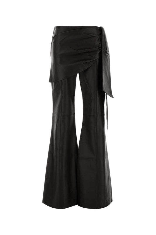 VALIANT DRAPED LEATHER FLARE SKIRTS