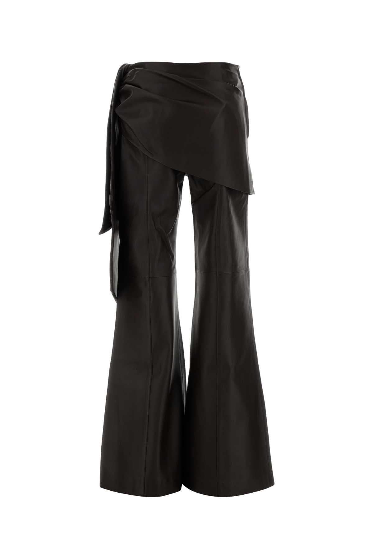VALIANT DRAPED LEATHER FLARE SKIRTS