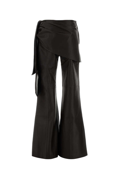 VALIANT DRAPED LEATHER FLARE SKIRTS