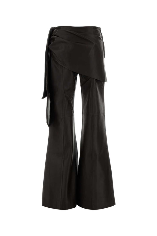 VALIANT DRAPED LEATHER FLARE SKIRTS
