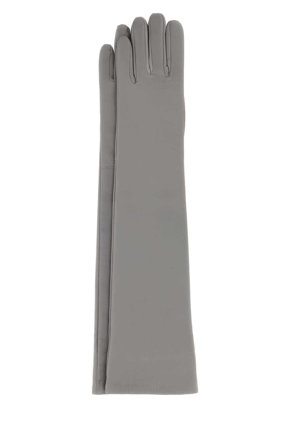VENETO LONG LEATHER GLOVES - GREY GLOVES
