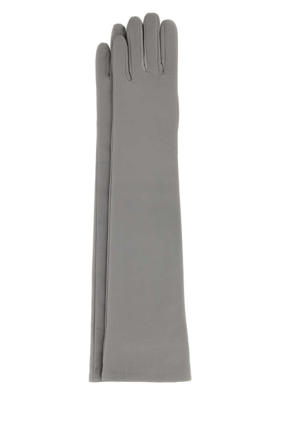 VENETO LONG LEATHER GLOVES - GREY GLOVES
