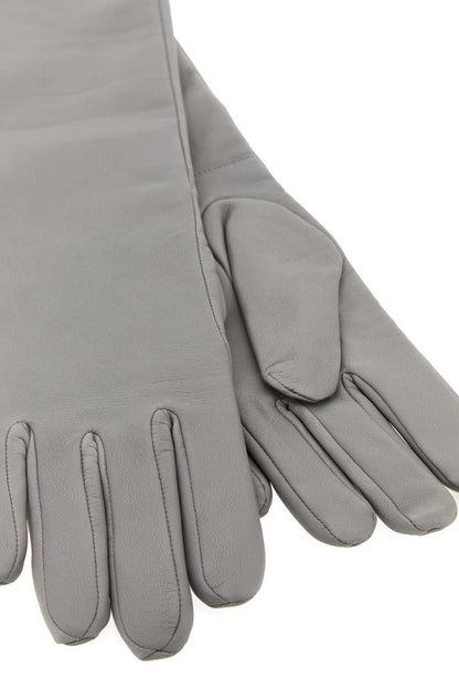 VENETO LONG LEATHER GLOVES - GREY GLOVES