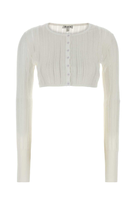 CROP CARDIGAN SHINY CRINOLINE KNIT KNITWEARS