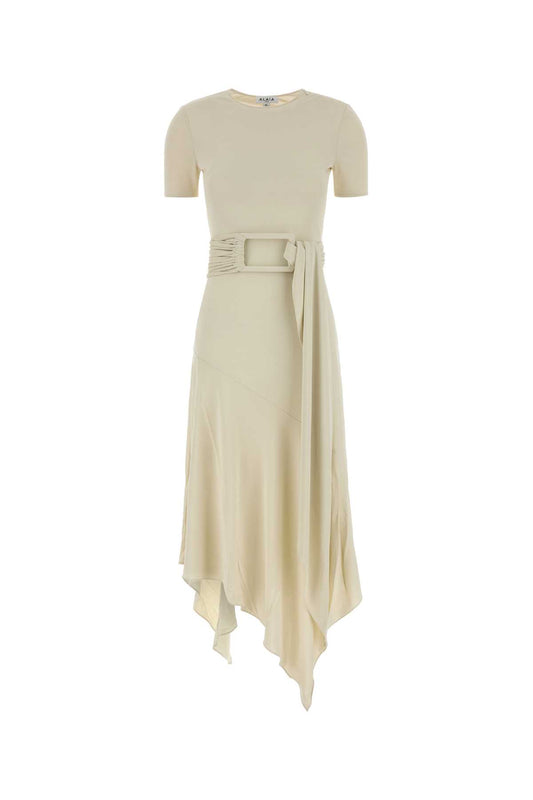 BELTED DRESS FLUID JERSEY DRESSES