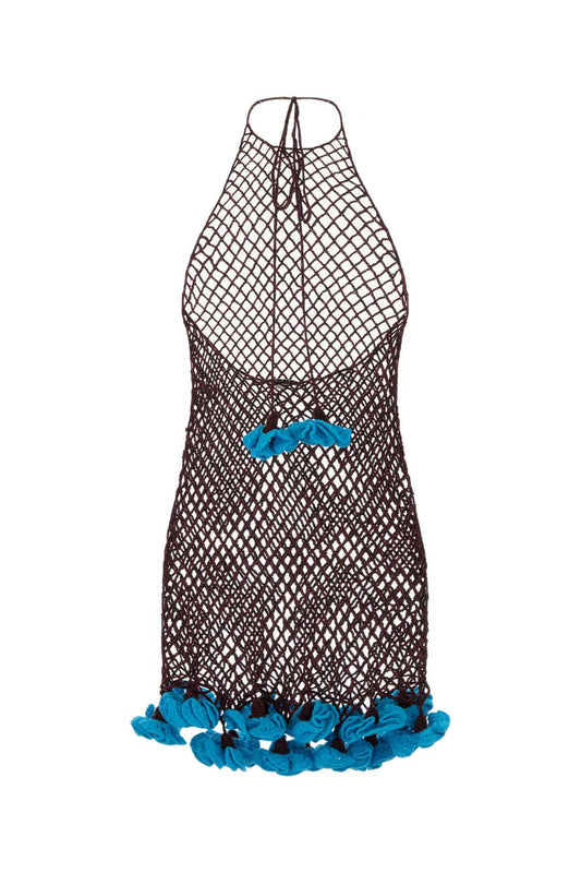 HALTER DRESS FLORAL CROCHET KNIT DRESSES