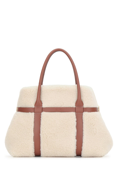 GHIERA SHOPPER SMALL CASHFUR/RNDD LTHR HANDBAGS