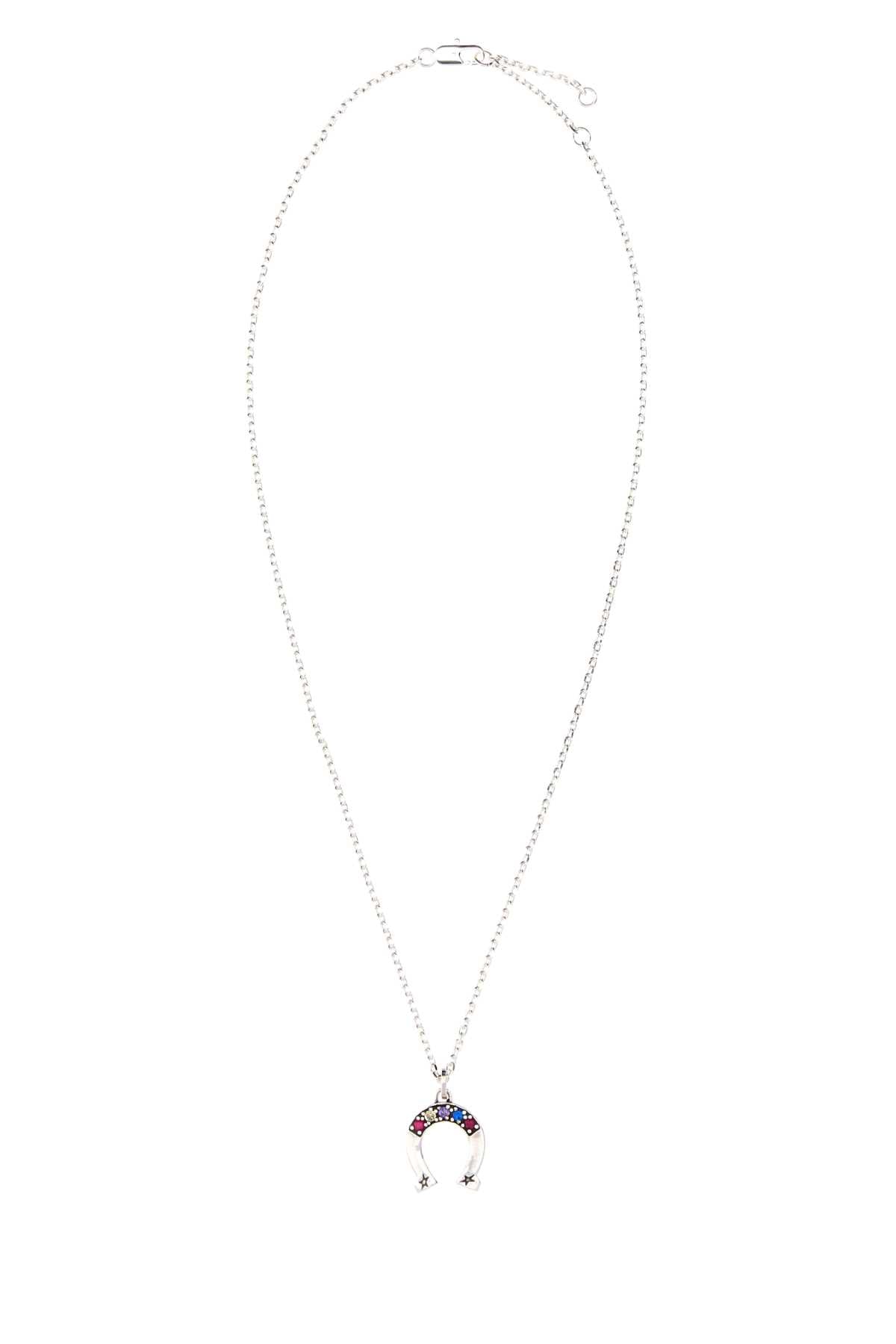 Multicolor Stone Horseshoe Necklace NECKLACES