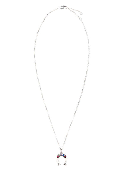 Multicolor Stone Horseshoe Necklace NECKLACES
