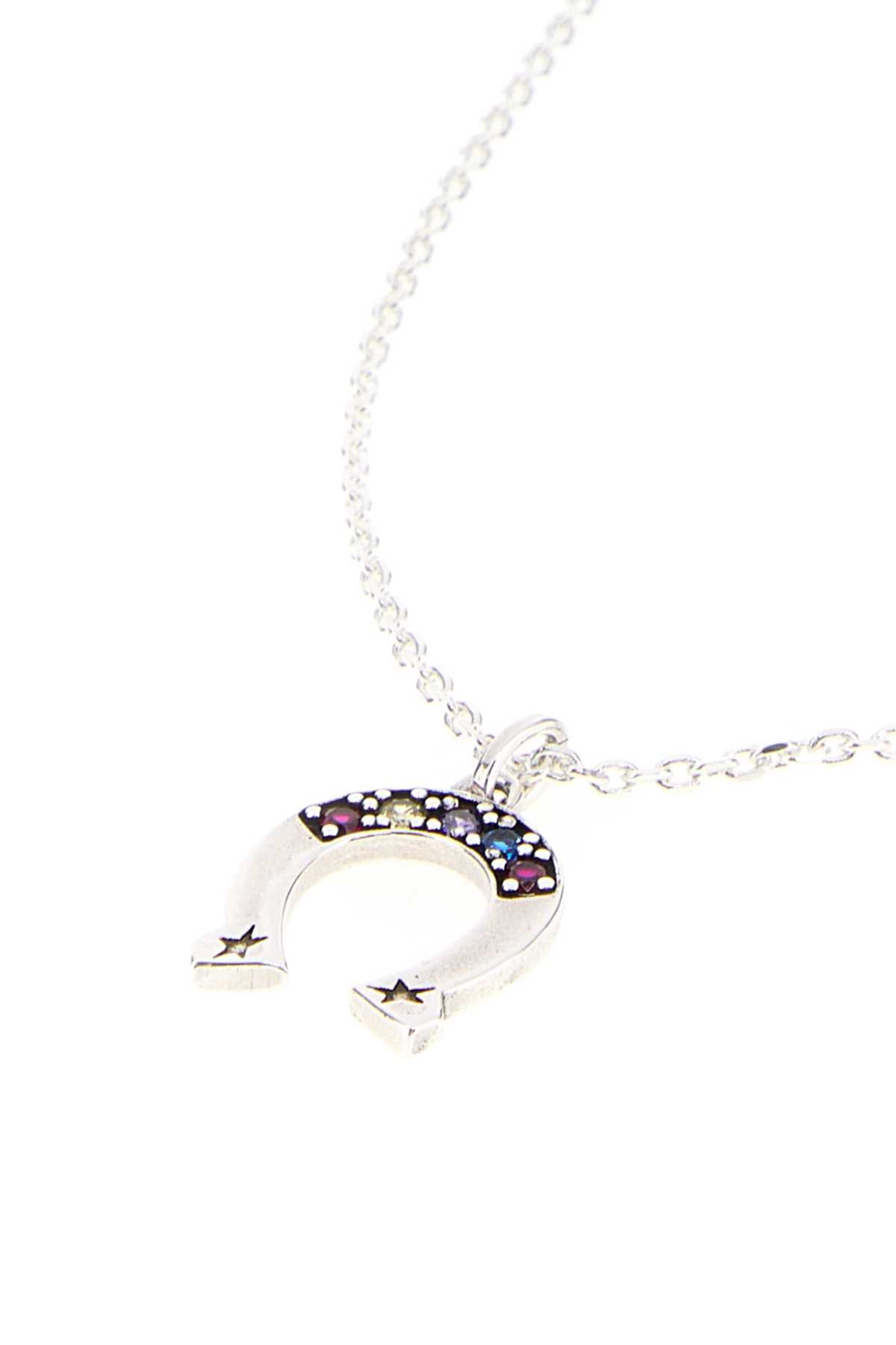 Multicolor Stone Horseshoe Necklace NECKLACES