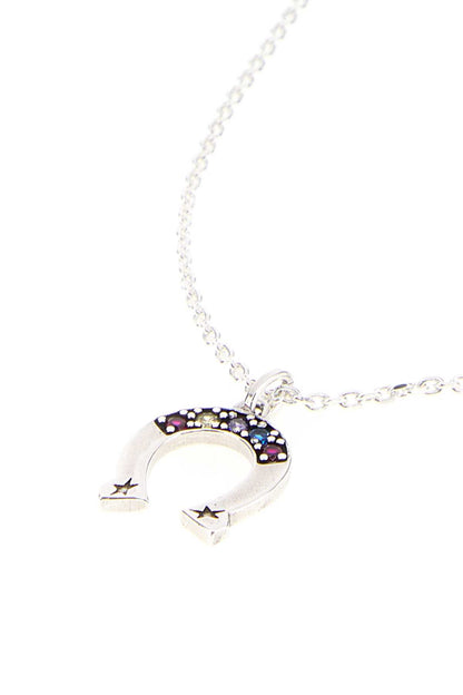 Multicolor Stone Horseshoe Necklace NECKLACES