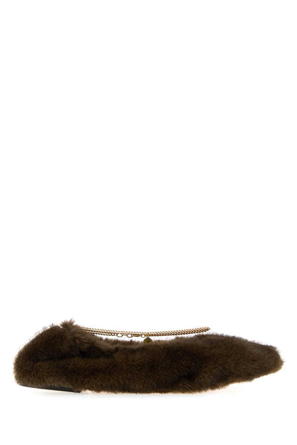 Ballerina Fff Mink Plush Fabric W/ Chain Detail BALLERINAS
