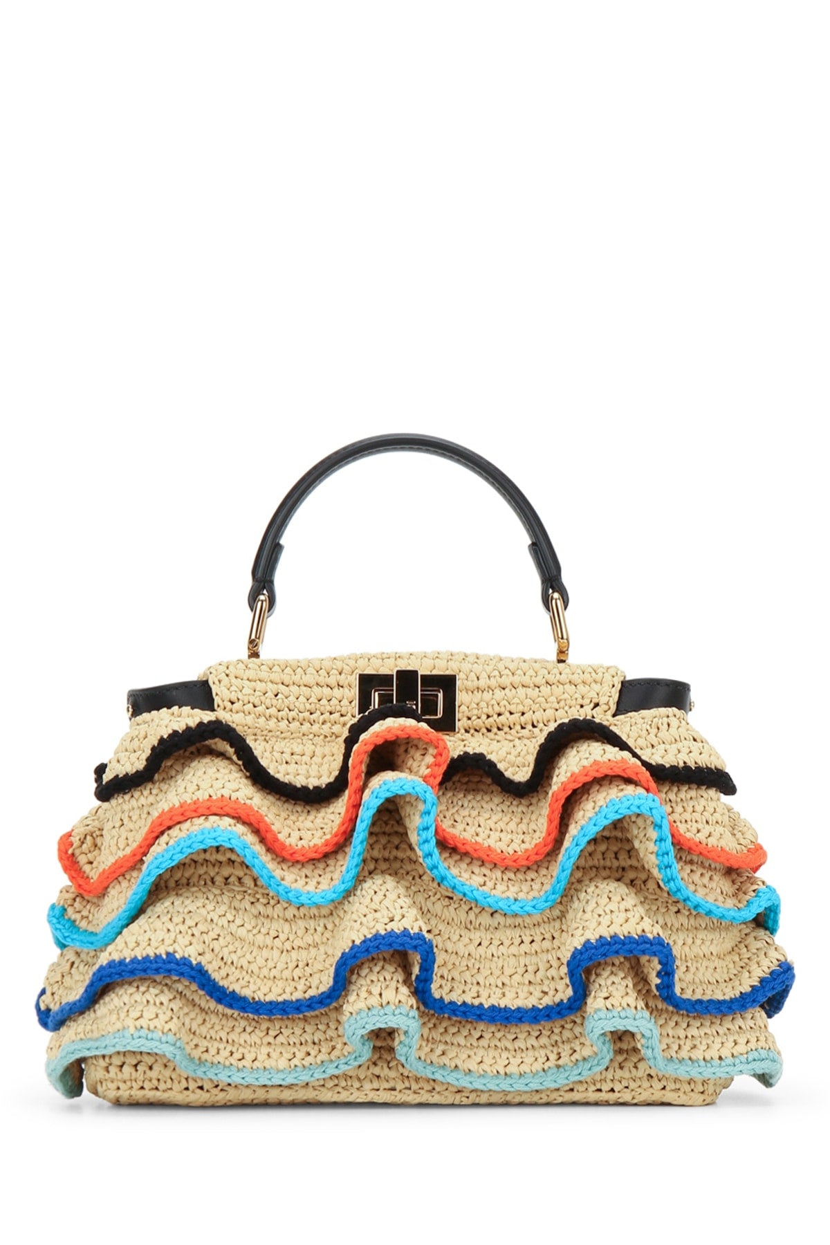 W.TOP HANDLE/WOVEN FABRIC+INSIDE LAMB HANDBAGS