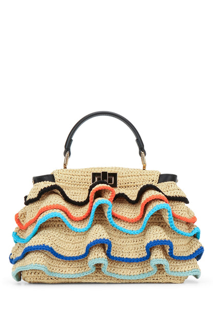 W.TOP HANDLE/WOVEN FABRIC+INSIDE LAMB HANDBAGS