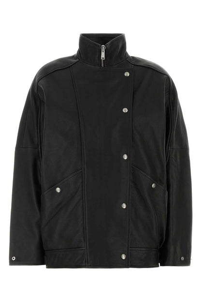 SANDY JACKET - BLACK LEATHER BLAZERS AND VESTS