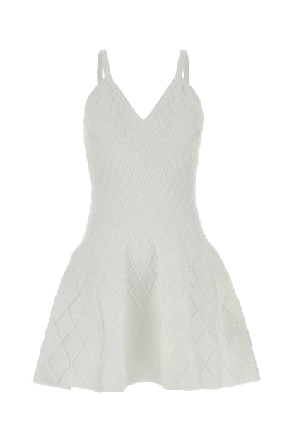 Balmain Quilted compact viscose knit flare dress