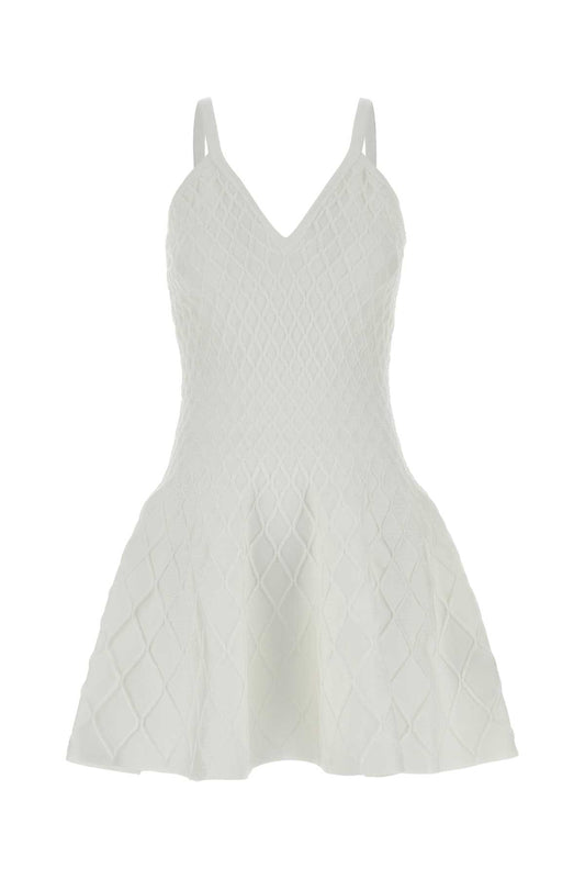 Balmain Quilted compact viscose knit flare dress