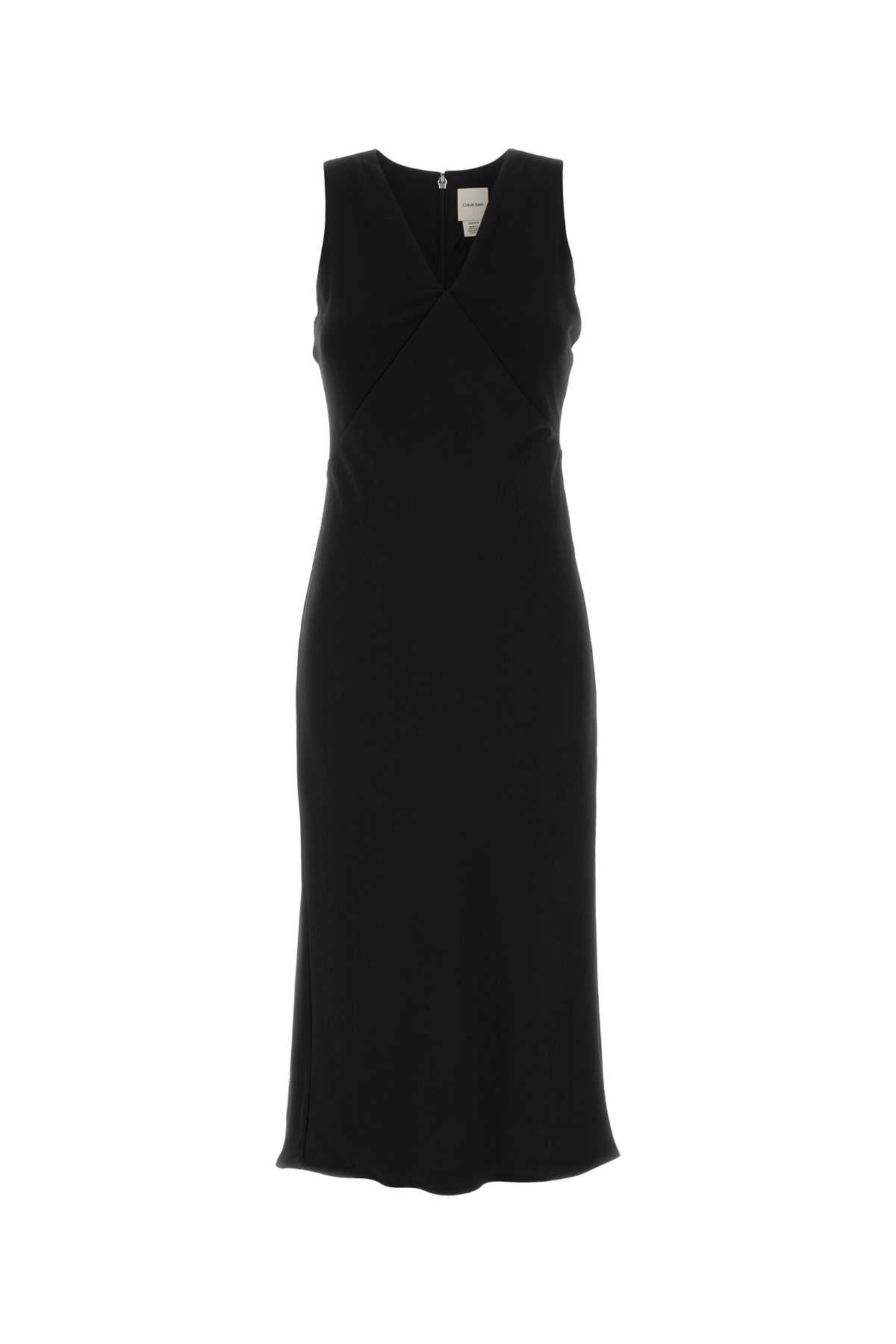 CREPE BACK SATIN V NECK MIDI DRE TOPS
