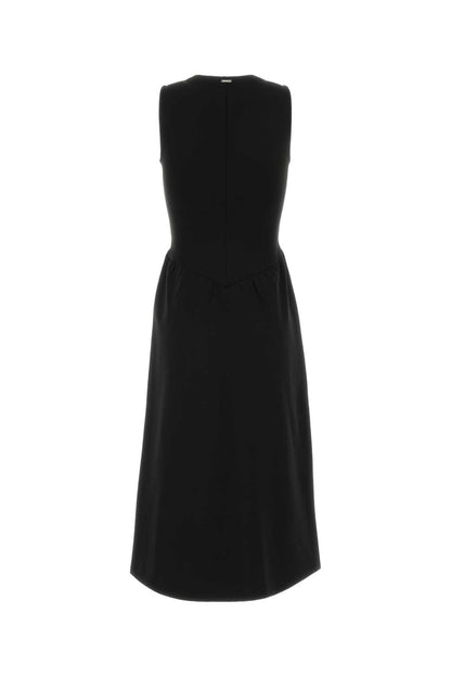 SL INTERLOCK CREW NK FLARE MIDI DRESSES
