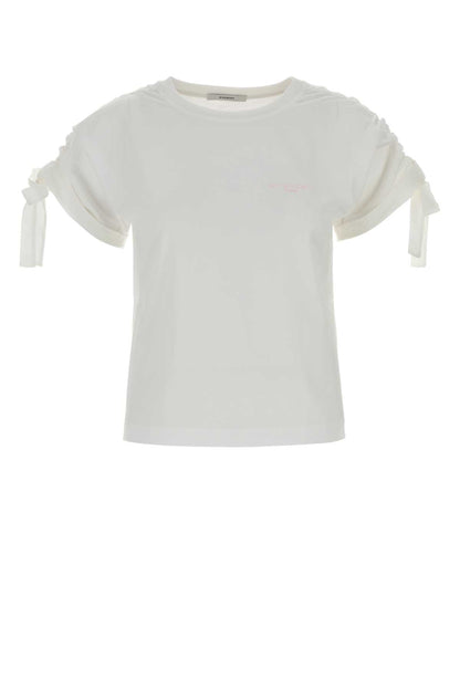 GATHERED SHOULDER T-SHIRT WITH BOWS T-SHIRTS