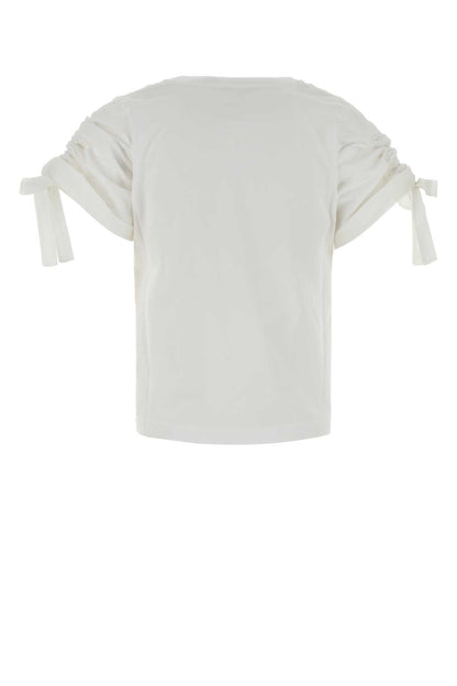 GATHERED SHOULDER T-SHIRT WITH BOWS T-SHIRTS