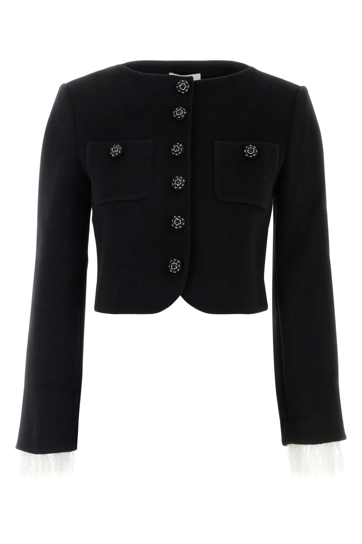 BLACK BUTTON DOWN JACKET BLAZERS AND VESTS