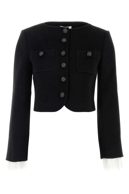 BLACK BUTTON DOWN JACKET BLAZERS AND VESTS