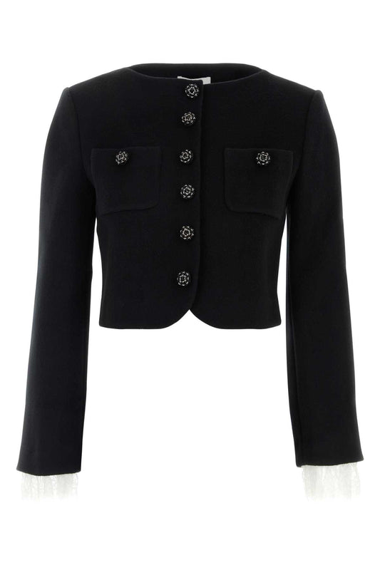BLACK BUTTON DOWN JACKET BLAZERS AND VESTS
