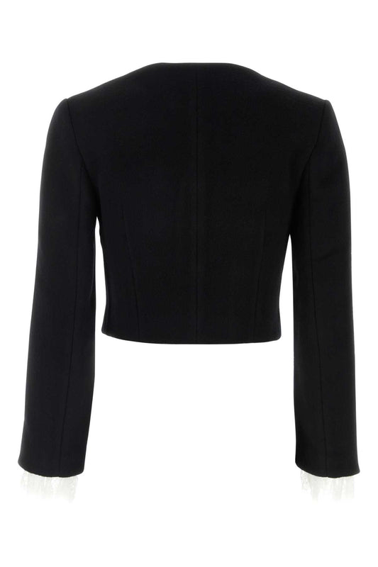 BLACK BUTTON DOWN JACKET BLAZERS AND VESTS
