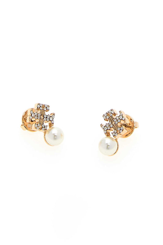 Tory Burch Moondance logo and pearl stud earrings