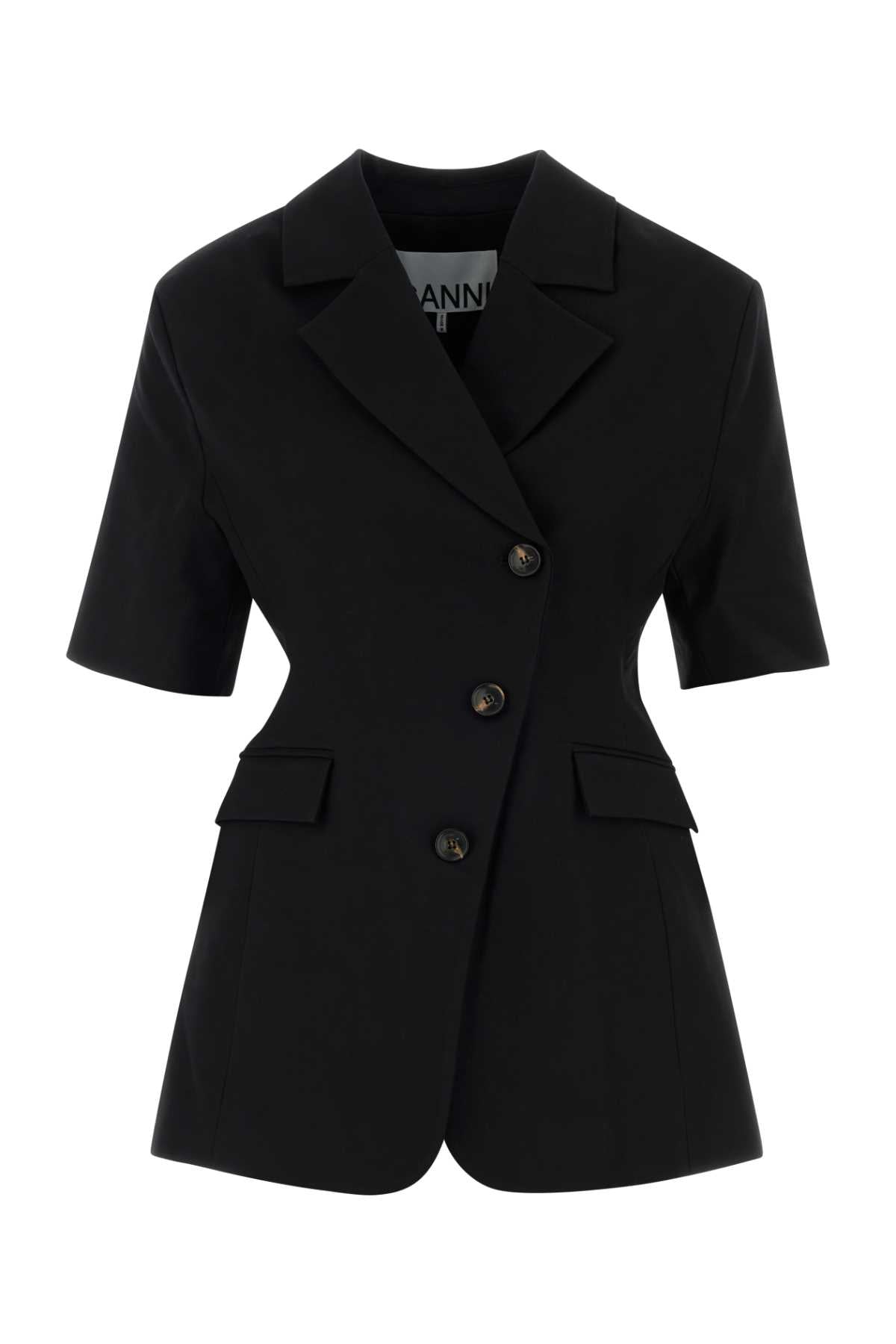 Ganni Heavy cotton tailoring short sleeve blazer