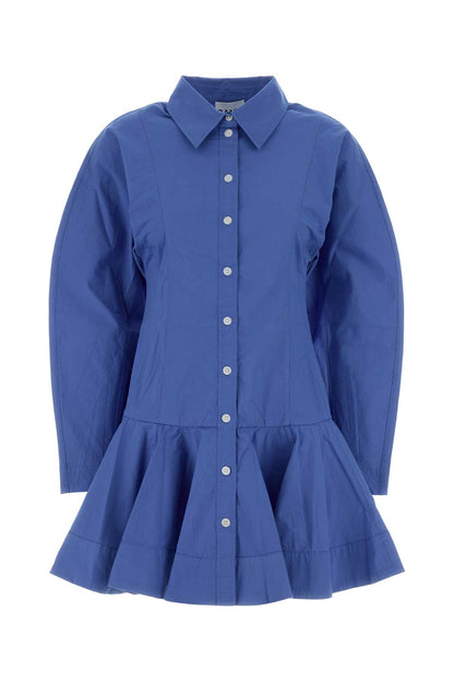 Ganni Stretch cotton mini shirt dress