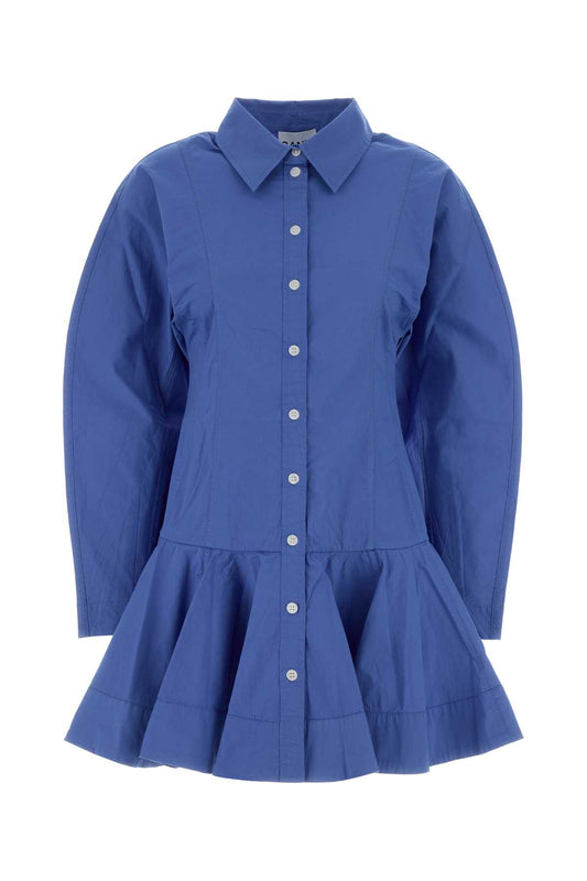 Ganni Stretch cotton mini shirt dress