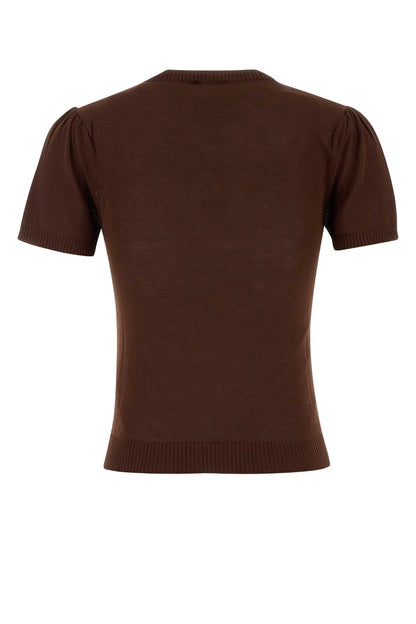 Ganni Light cotton argyle t-shirt