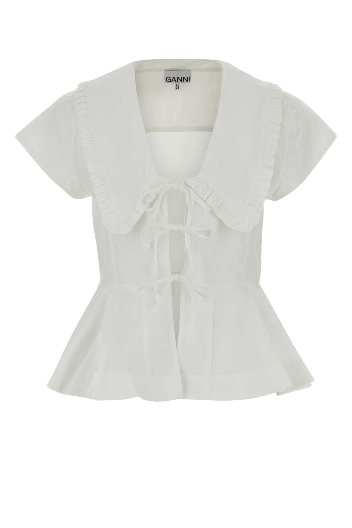 Ganni Regenerative cotton poplin collar blouse