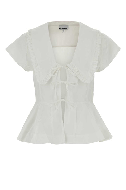 Ganni Regenerative cotton poplin collar blouse