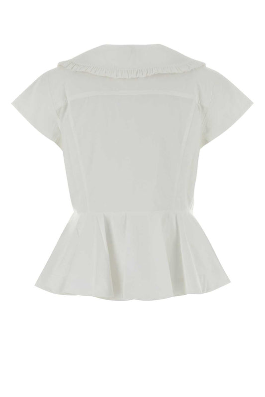 Ganni Regenerative cotton poplin collar blouse