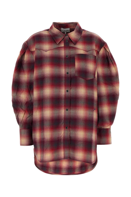 Cotton Flannel Check Pleated Sleeve Shirt SHIRTS